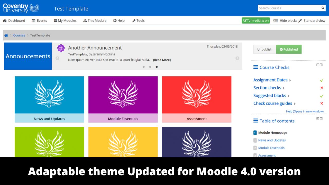 Adaptable theme stable version released for Moodle 4 version