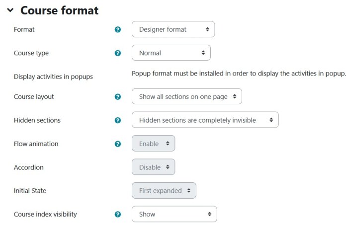 Designer Course format