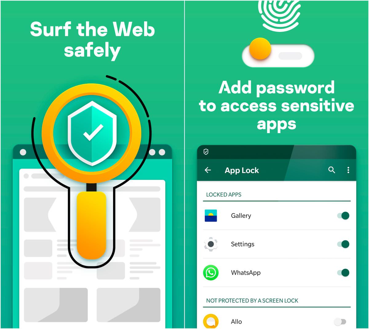 Kaspersky Antivirus offers Web Filter and App Lock