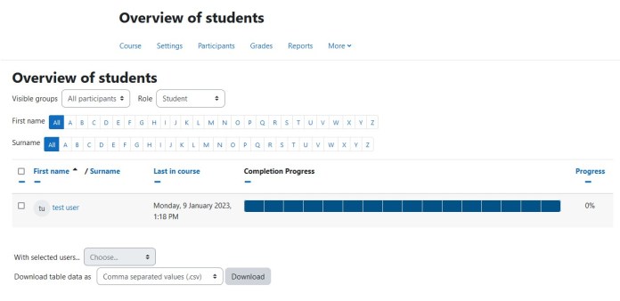 Moodle Teachers - Use Completion Progress block - time-management tool for students