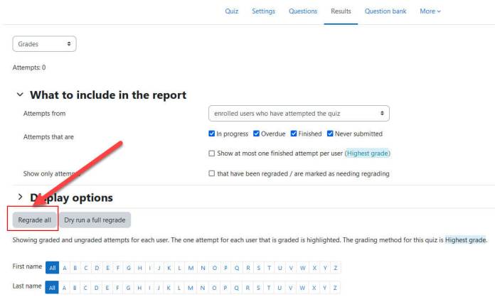 Moodle Teachers - How To Regrade A Moodle Quiz Student Attempts?