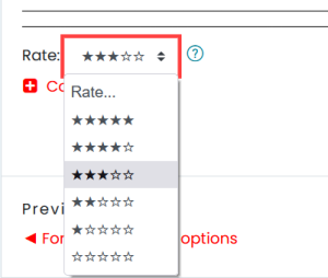 Image showing the 5 star scale as a dropdown